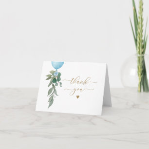 Carte De Remerciements Oh Garçon Ballon Bleu Verdure Baby Shower