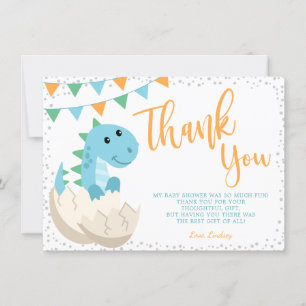 Carte De Remerciements Oh garçon Dinosaur Baby shower plat