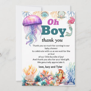 Carte De Remerciements oh garçon sous la mer bébé garçon douche