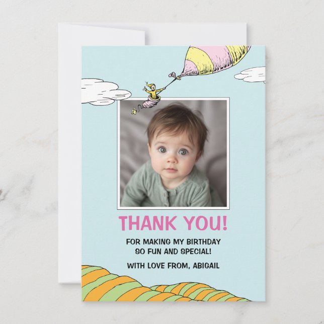 Carte De Remerciements Oh, Les Endroits Où Elle Va ! - Premier anniversai (Devant)