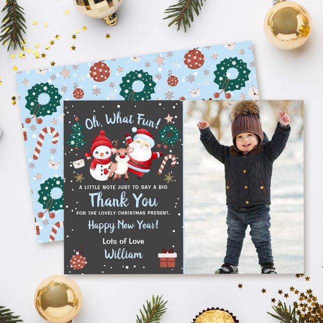 Carte De Remerciements Oh Quelle Amusement Neige Photo de Fête de Noël (Créateur téléchargé)
