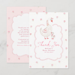 Carte De Remerciements Oie Ridicule Rose Mignon Remerciement Fantaisiste