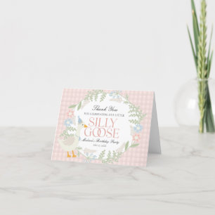 Carte De Remerciements Oie rose soie Florale En vichy Anniversaire