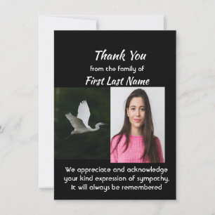 Carte De Remerciements Oiseau aigrette blanche personnalisé mémorial Merc