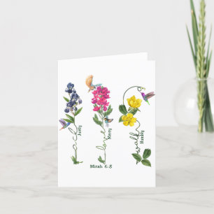 Carte De Remerciements Oiseau Avec Fleur Justice Amour Miséricorde Et Mar