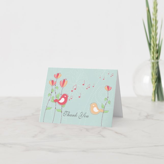 Carte De Remerciements Oiseaux chantants avec fleurs remerciement de mari (Devant)