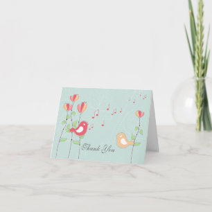 Carte De Remerciements Oiseaux Chantants avec Fleurs Remerciements de Mar