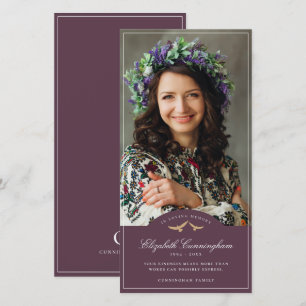 Carte De Remerciements Oiseaux funéraires commémoratifs Monogramme classi