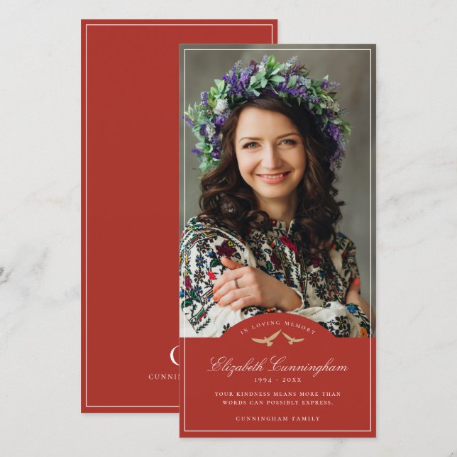 Carte De Remerciements Oiseaux funéraires commémoratifs Monogramme classi (Devant / Derrière)