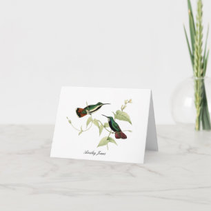 Carte De Remerciements Oiseaux-mouches et fleurs pliées