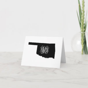 Carte De Remerciements Oklahoma Vigne noire blanche Monogramme do-it-your