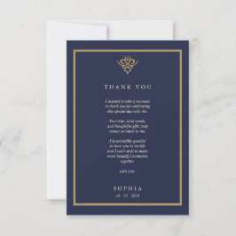 Carte De Remerciements Old Money Navy Blue Flat Thank You Card