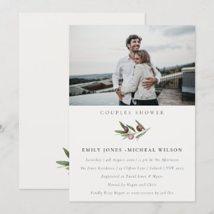 Carte De Remerciements Olive Branche Foliage Couples Douche Photo Invitat