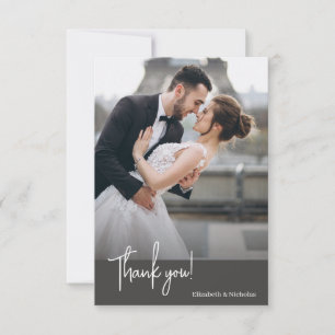 Carte De Remerciements Olive noir ・ Mariage élégant