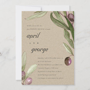 CARTE DE REMERCIEMENTS OLIVE RUSTIQUE KRAFT FAUNE APRES-MARIAGE BRUNH INV