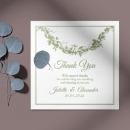 Carte De Remerciements Olive Sage Toile de Jouy Wedding Thank You Card