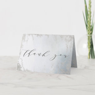 Carte De Remerciements Ombre Dusty Blue Frosted Foil Photo de mariage per