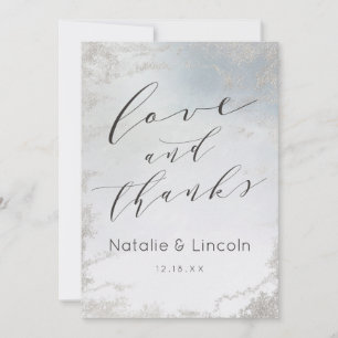 Carte De Remerciements Ombre Dusty Blue Frosted Mariage Love and Thanks