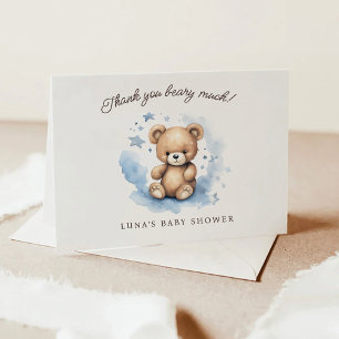 Carte De Remerciements On peut attendre le Baby shower bleu Pastel