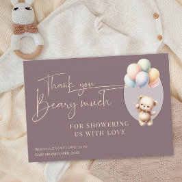 Carte De Remerciements On peut attendre le baby shower de ballons d'ours