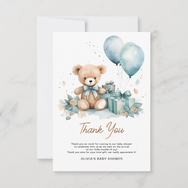 Carte De Remerciements On peut attendre le Baby shower de garçon (Devant)