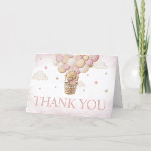 Carte De Remerciements On peut attendre le Baby shower d'ours rose