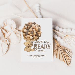 Carte De Remerciements On peut attendre le Baby shower Ours moderne