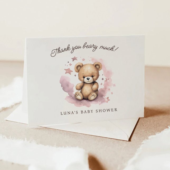 Carte De Remerciements On peut attendre le Baby shower rose Pastel (Créateur téléchargé)