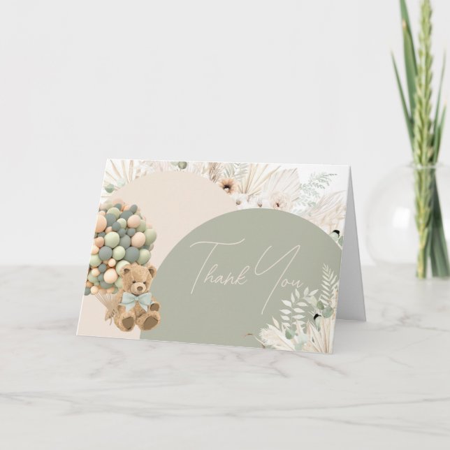 Carte De Remerciements On peut attendre le Baby shower vert (Devant)