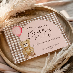 Carte De Remerciements On peut attendre Teddy Bear Baby shower fille