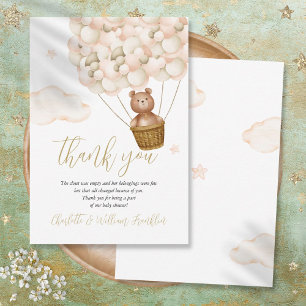 Carte De Remerciements On Peut Attendre Teddy Bear Baby shower Poème