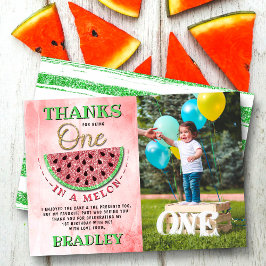 Carte De Remerciements One In A Melon 1st Birday Photo