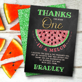 Carte De Remerciements One In A Melon Chalkboard 1er anniversaire
