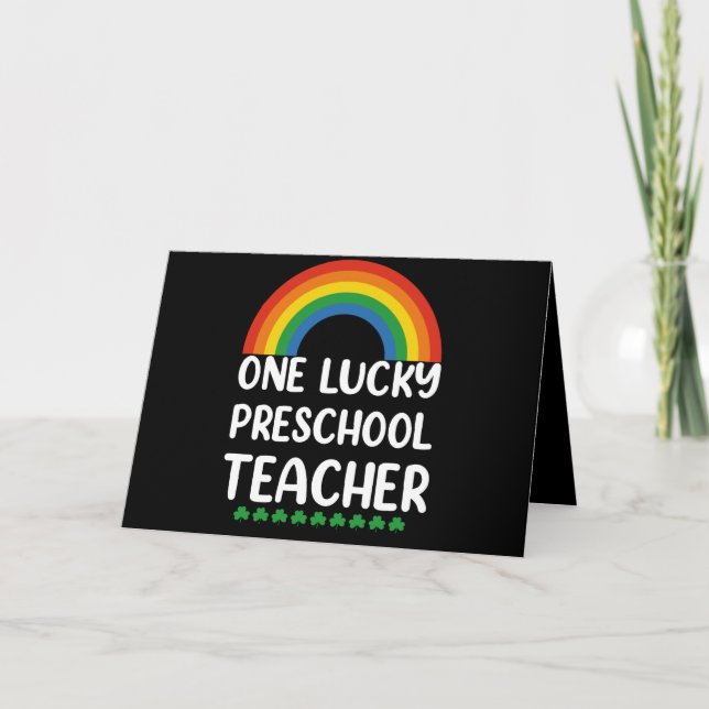 Carte De Remerciements One Lucky Preschool Teacher (Devant)