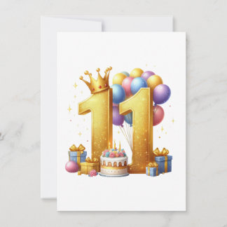 Carte De Remerciements Onzième anniversaire doré