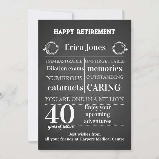 Carte De Remerciements Ophtalmologiste cadeau de retraite pour patron (Devant)
