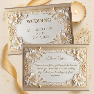 Carte De Remerciements Or Baroque Luxe Grandeur Tulipes Blanches Florales