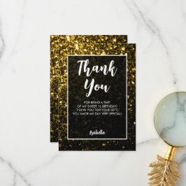 Carte De Remerciements Or brun foncé Sweet 16 élégant script