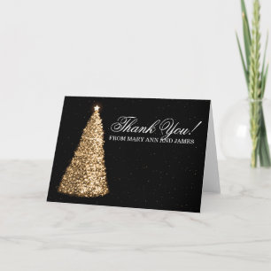 Carte De Remerciements Or de "Merci" de mariage de Noël