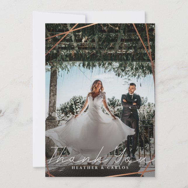 Carte De Remerciements Or moderne Geometric Wedding Photo (Devant)