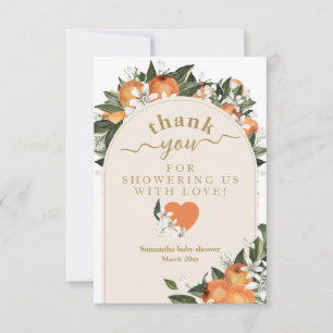Carte De Remerciements Orange agrumes grenery Petit Baby shower cuite