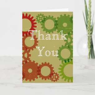 Carte De Remerciements Orange and red gear background, ThankYou