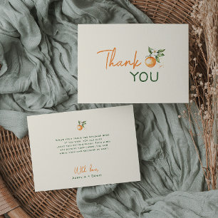 Carte De Remerciements Orange Citrus Little Cutie Baby Shower Plat