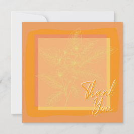 Carte De Remerciements Orange floral orangé d'or chic