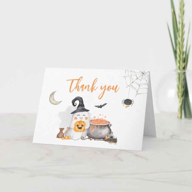 Carte De Remerciements Orange Halloween Baby brasse le Baby shower (Devant)