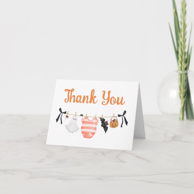 Carte De Remerciements Orange Little Boo Baby shower (Devant)