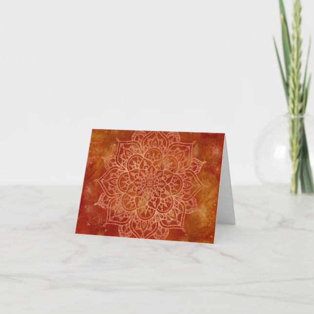 Carte De Remerciements Orange Mandala & Gold Glam Moderne Chic Remercieme (Devant)