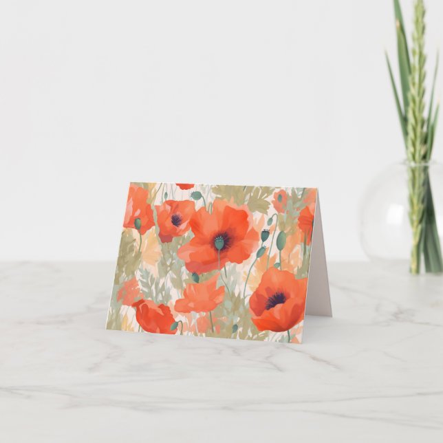 Carte De Remerciements Orange Poppy Meadow (Devant)