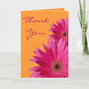 Carte De Remerciements Orange rose Gerbera Daisy Mariage