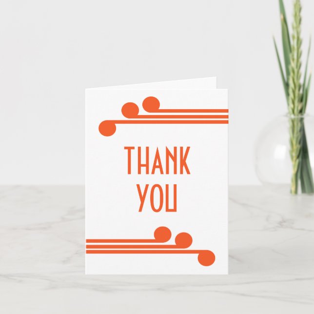 Carte De Remerciements Orange Simple Deco Chic Thank (Devant)